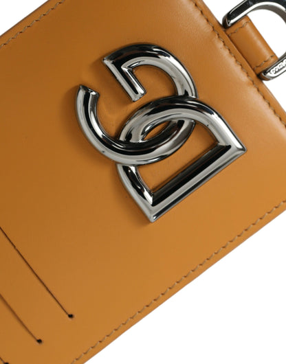 Dolce &amp;amp; Gabbana Orange Kalvskinn Kreditkortshållare Clip On Plånbok