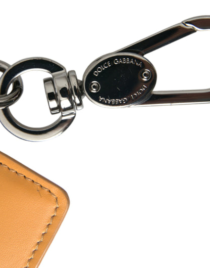 Dolce &amp;amp; Gabbana Orange Kalvskinn Kreditkortshållare Clip On Plånbok