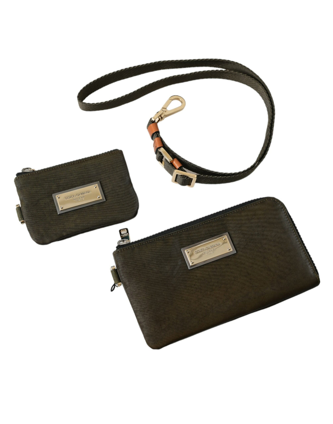 Dolce &amp;amp; Gabbana Mörkgrön Nylon Logo Multifunktionell Kit 2-delars Set Väskor