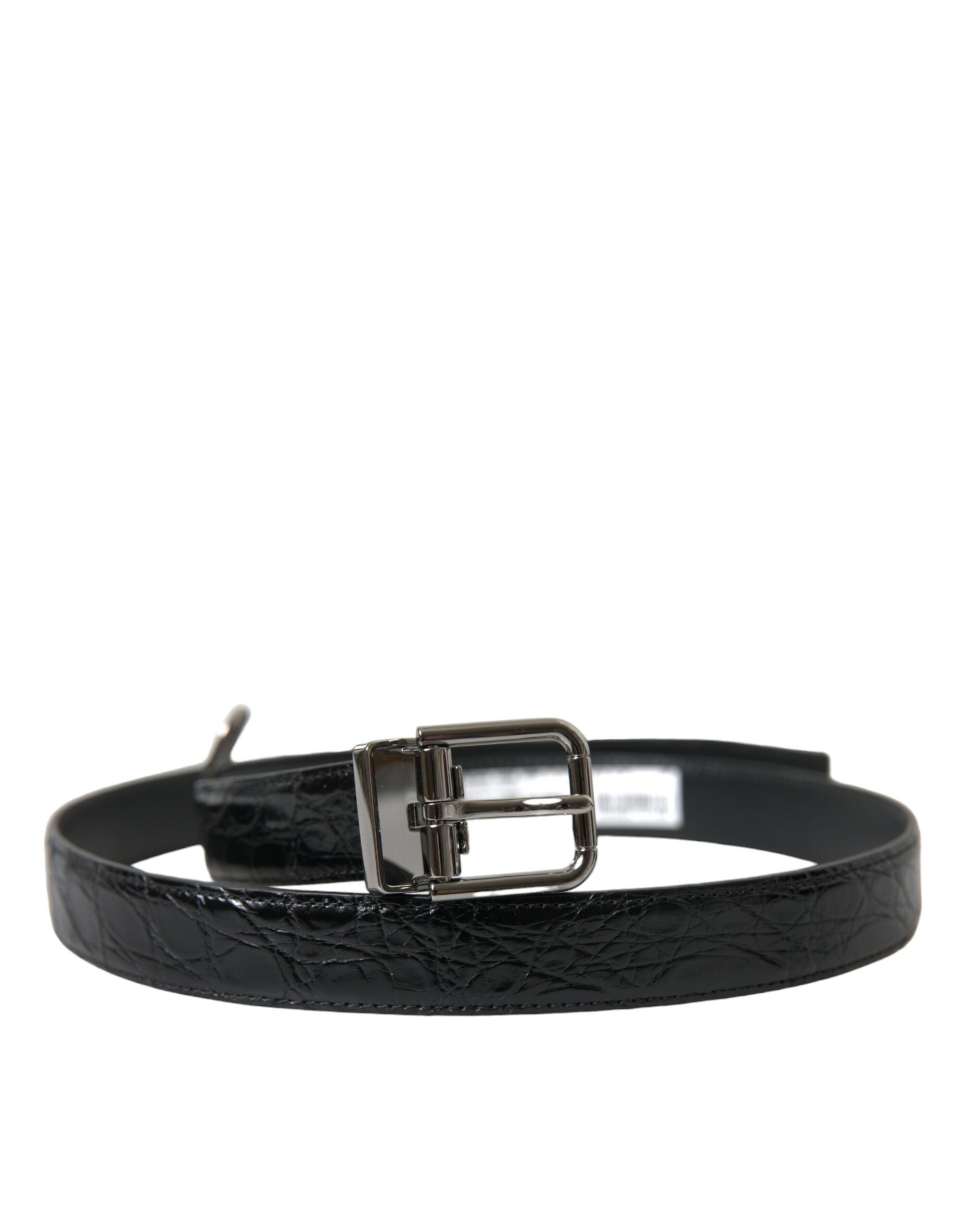 Dolce &amp;amp; Gabbana Svart Läderbälte med Silverfärgad Metallspänne