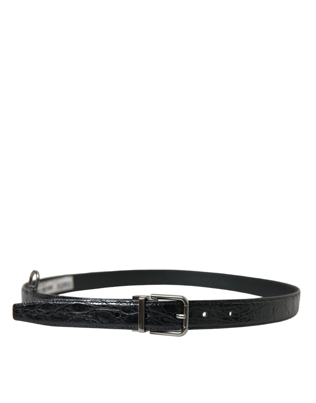 Dolce &amp;amp; Gabbana Svart Läderbälte med Silverfärgad Metallspänne