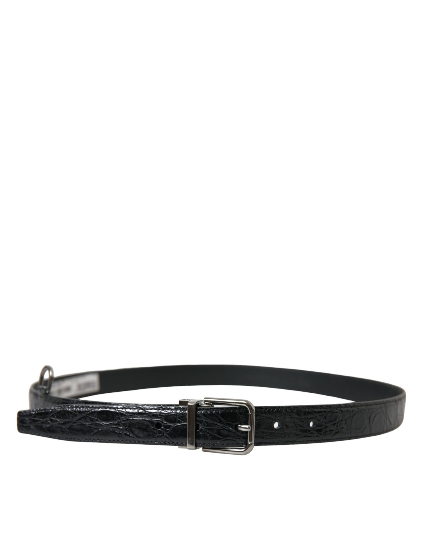 Dolce &amp;amp; Gabbana Svart Läderbälte med Silverfärgad Metallspänne