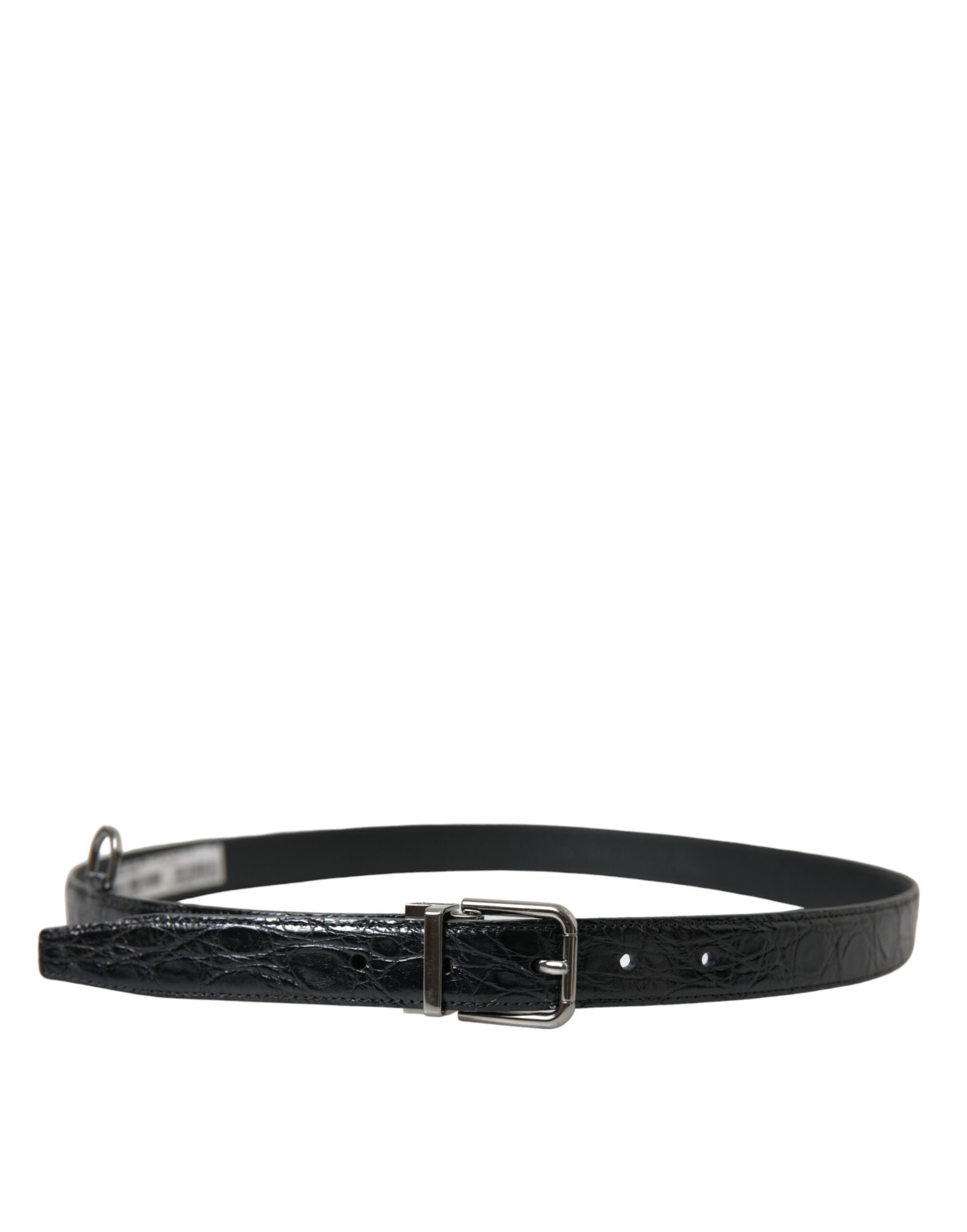 Dolce &amp;amp; Gabbana Svart Läderbälte med Silverfärgad Metallspänne