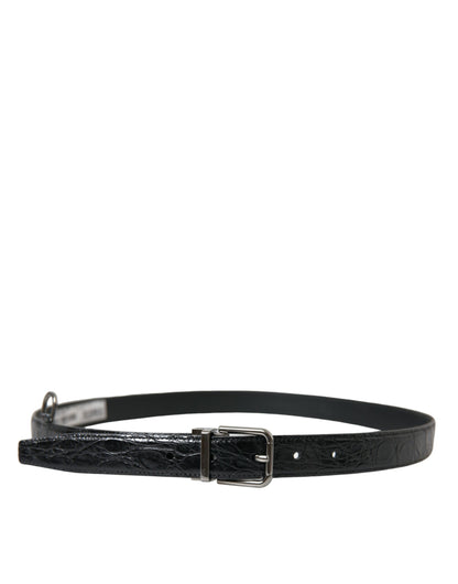 Dolce &amp;amp; Gabbana Svart Läderbälte med Silverfärgad Metallspänne