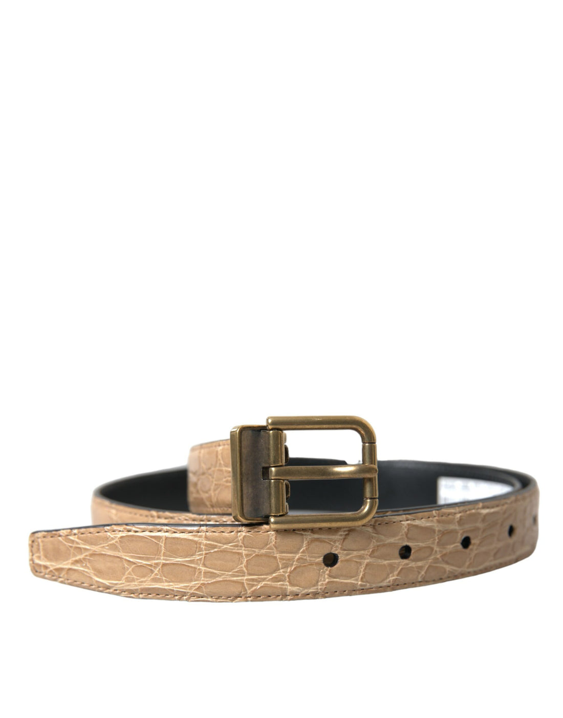 Dolce &amp;amp; Gabbana Beige Exotiskt Läderbälte med Guldfärgad Metallspänne