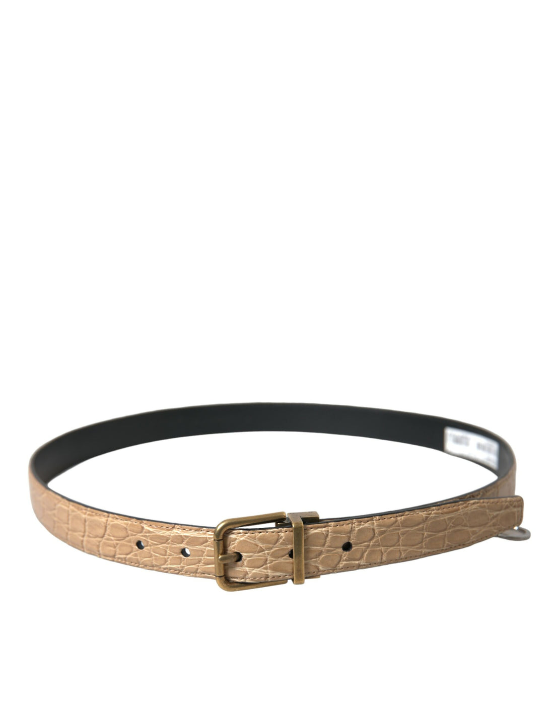 Dolce &amp;amp; Gabbana Beige Exotiskt Läderbälte med Guldfärgad Metallspänne