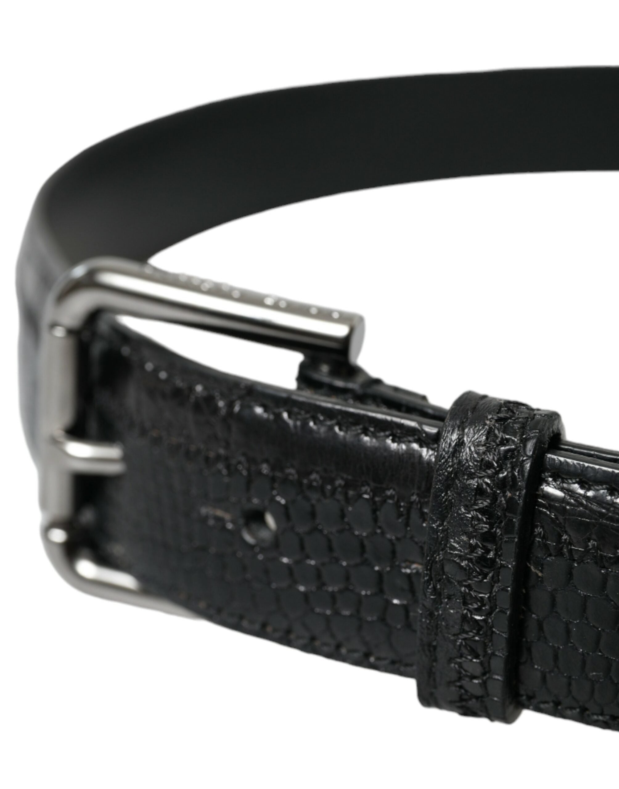 Dolce &amp;amp; Gabbana Svart Exotiskt Läderbälte Silverfärgat Metallspänne