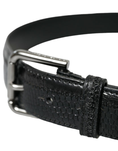 Dolce &amp;amp; Gabbana Svart Exotiskt Läderbälte Silverfärgat Metallspänne
