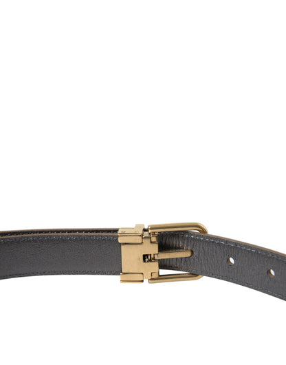 Dolce &amp;amp; Gabbana Metallic Gold Kalvskinnsbälte med Metallspänne