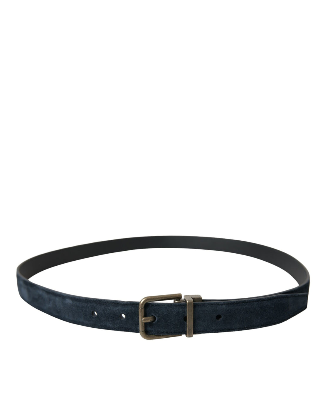 Dolce &amp;amp; Gabbana Blått Mocka Läderbälte med Guldfärgat Metallspänne