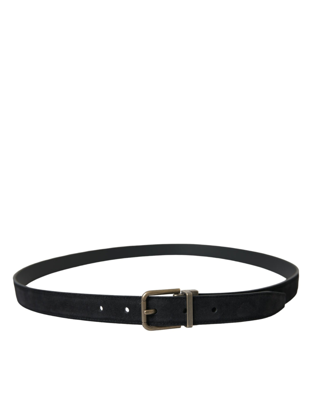 Dolce &amp;amp; Gabbana Svart Mocka Läderbälte med Guldfärgat Metallspänne