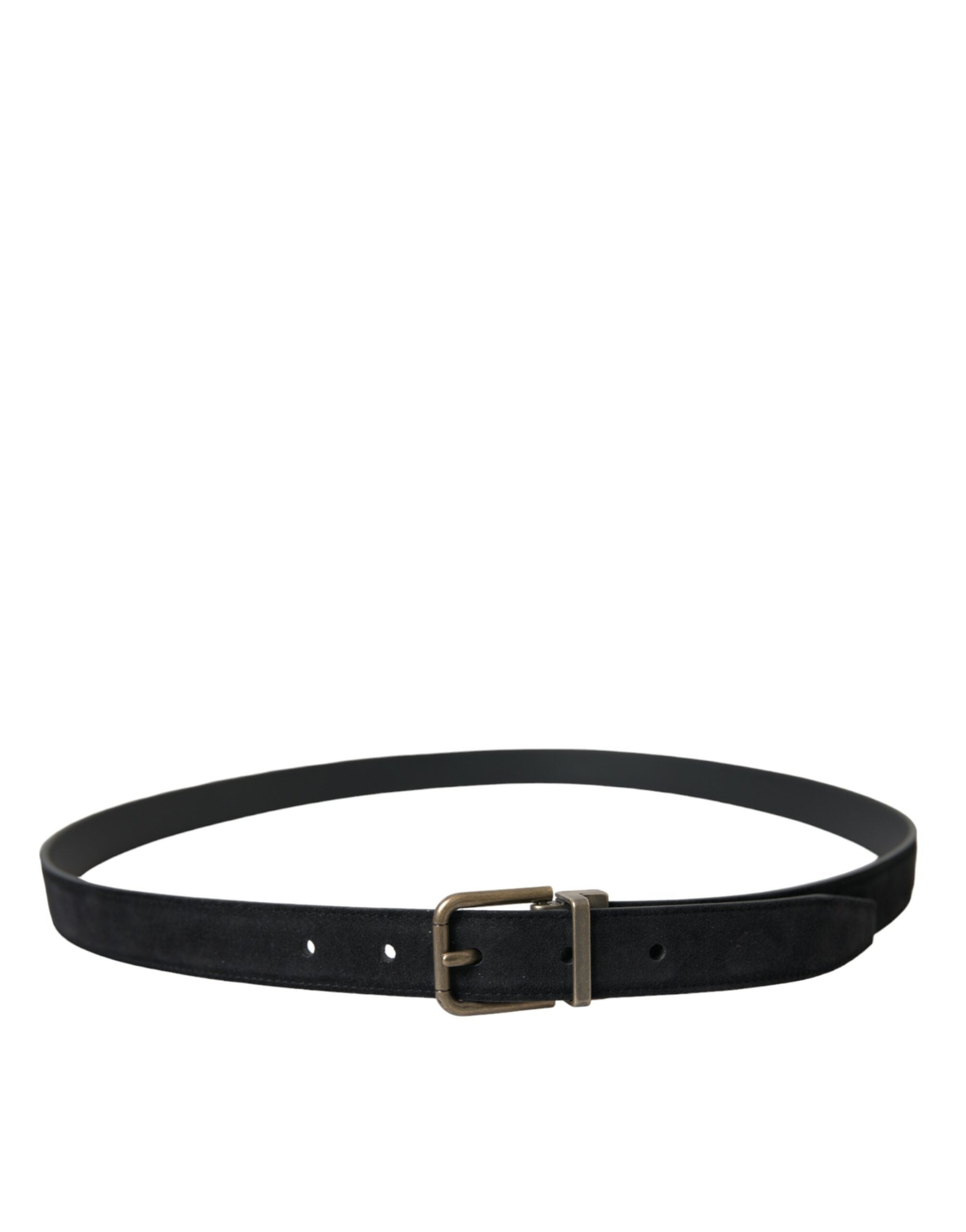 Dolce &amp;amp; Gabbana Svart Mocka Läderbälte med Guldfärgat Metallspänne