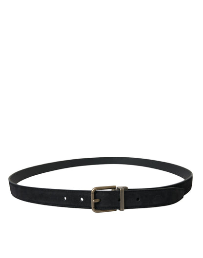 Dolce &amp;amp; Gabbana Svart Mocka Läderbälte med Guldfärgat Metallspänne