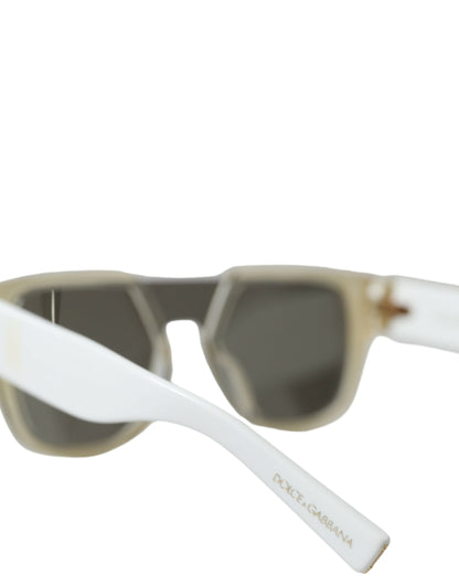 Dolce &amp; Gabbana White Acetate Mirror Lenses DG4356 Sunglasses