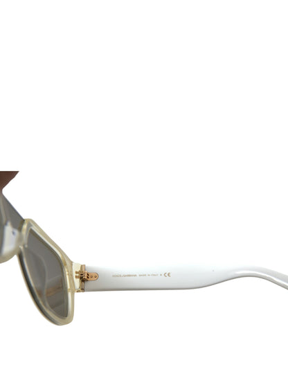 Dolce &amp; Gabbana White Acetate Mirror Lenses DG4356 Sunglasses