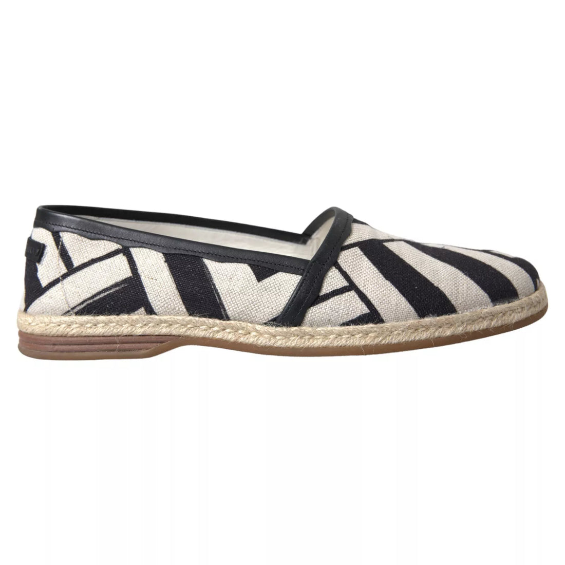 Dolce &amp; Gabbana Black White Stripes Slip On Espadrille Shoes