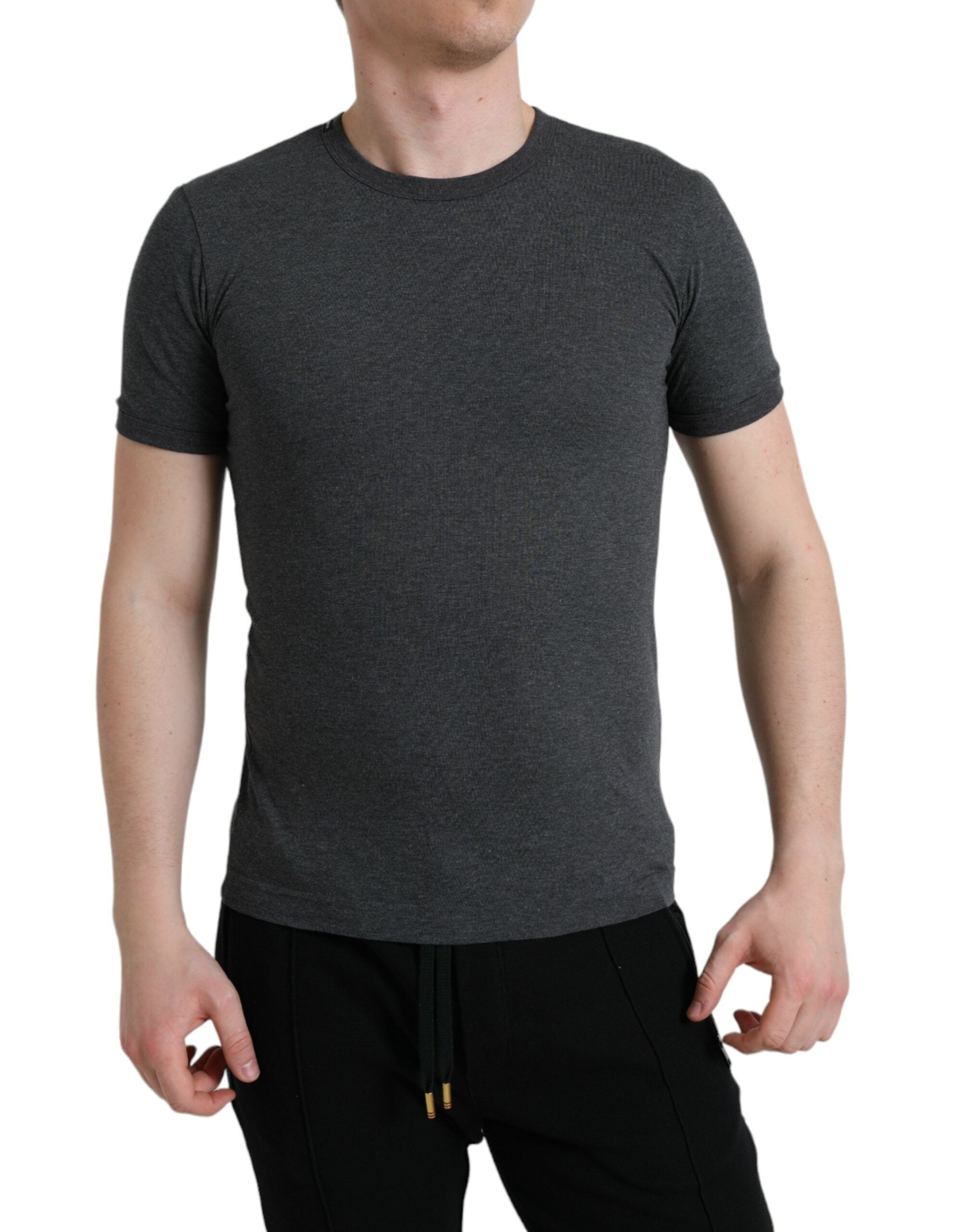 Dolce &amp; Gabbana Dark Gray Cotton Crew Neck T-shirt