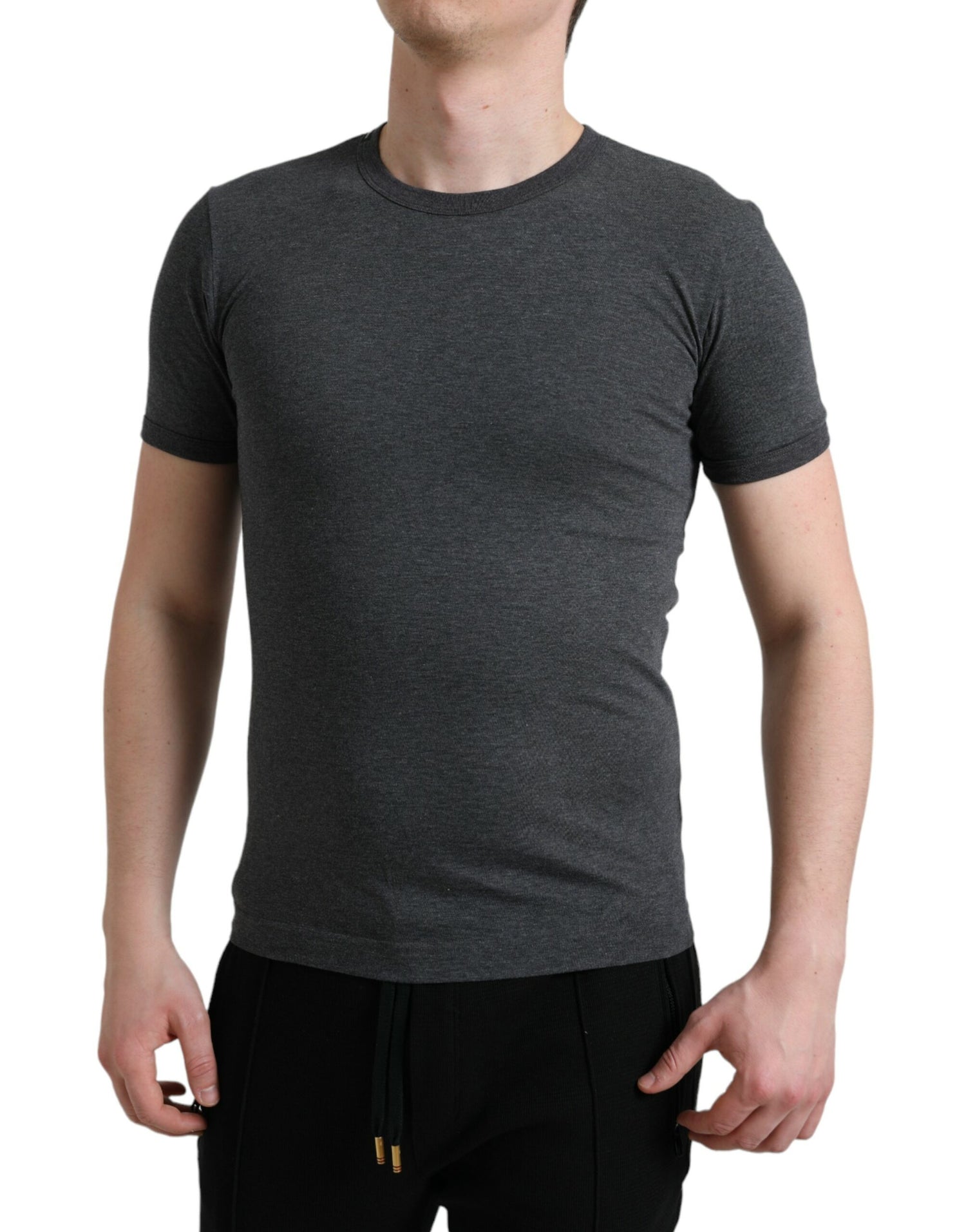 Dolce &amp; Gabbana Dark Gray Cotton Crew Neck T-shirt