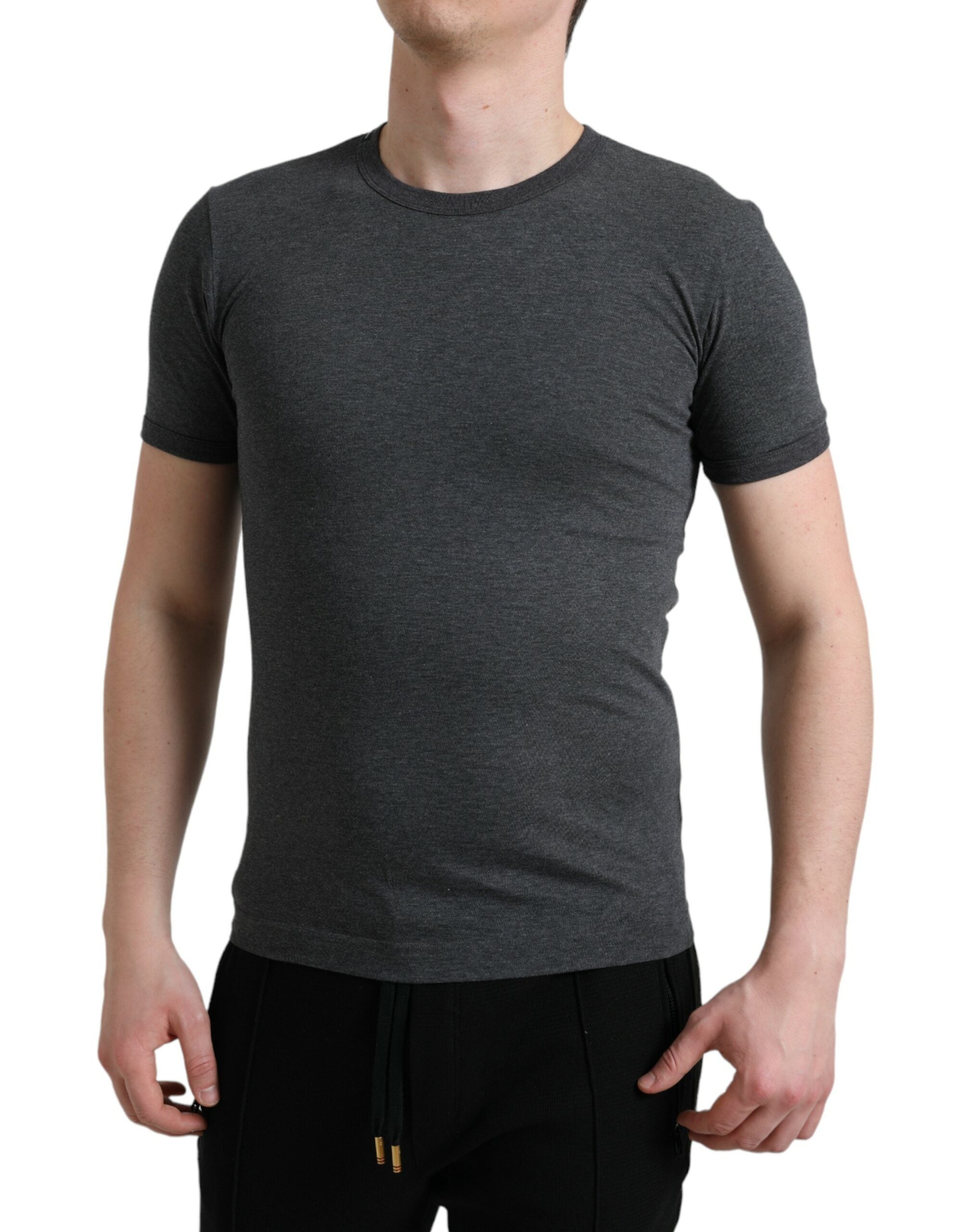 Dolce &amp; Gabbana Dark Gray Cotton Crew Neck T-shirt