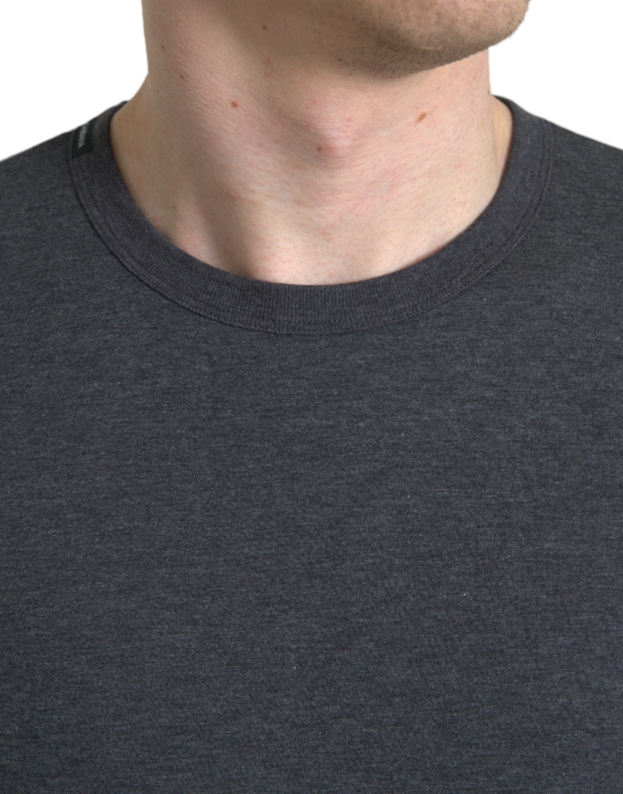 Dolce &amp; Gabbana Dark Gray Cotton Crew Neck T-shirt