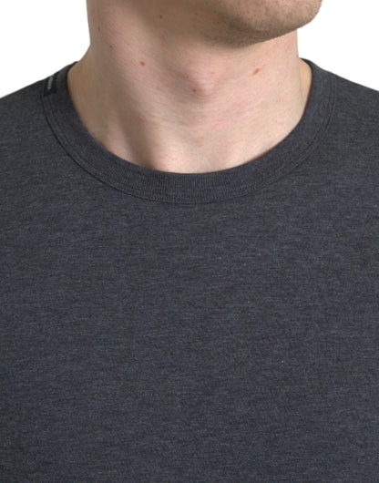 Dolce &amp; Gabbana Dark Gray Cotton Crew Neck T-shirt