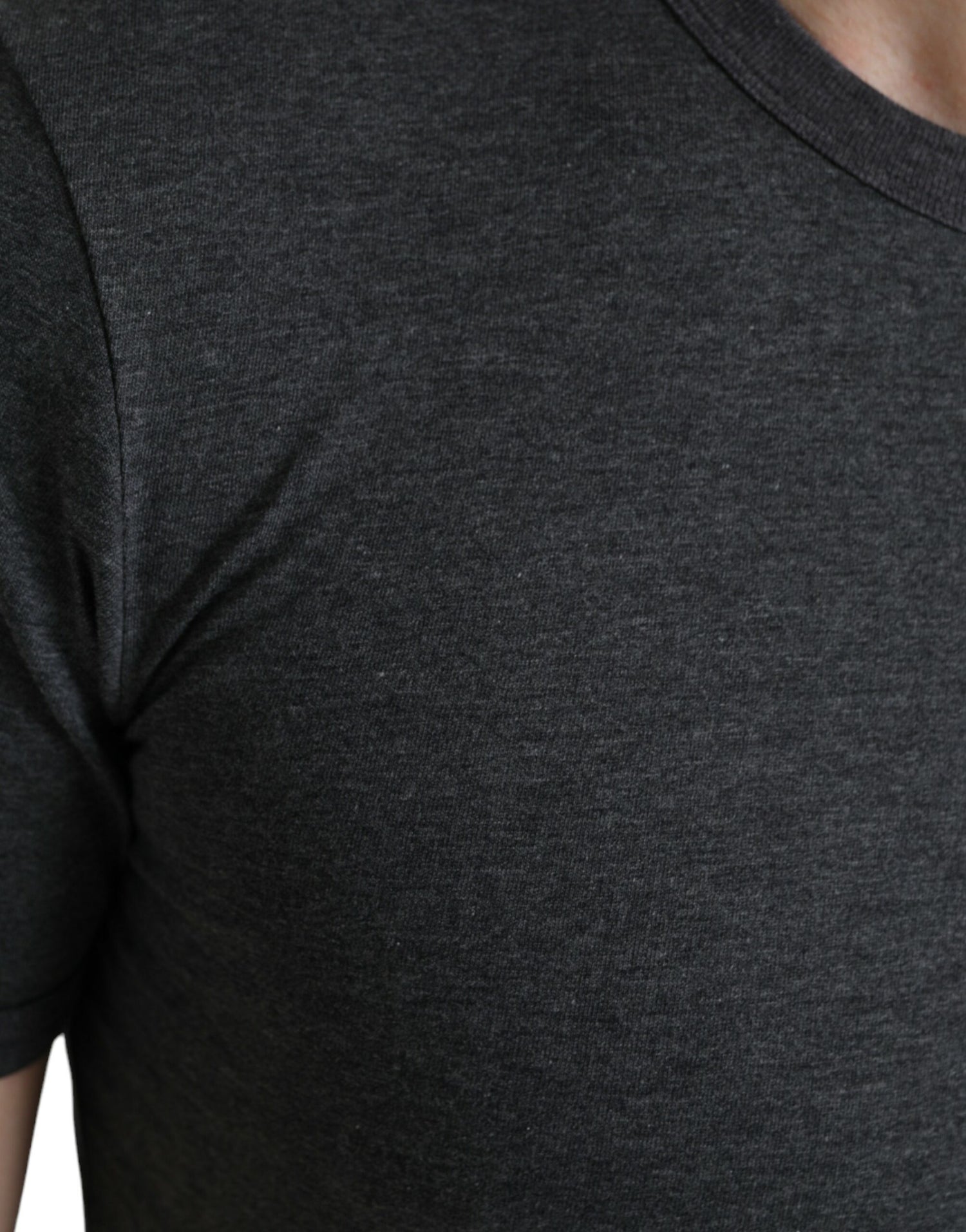 Dolce &amp; Gabbana Dark Gray Cotton Crew Neck T-shirt