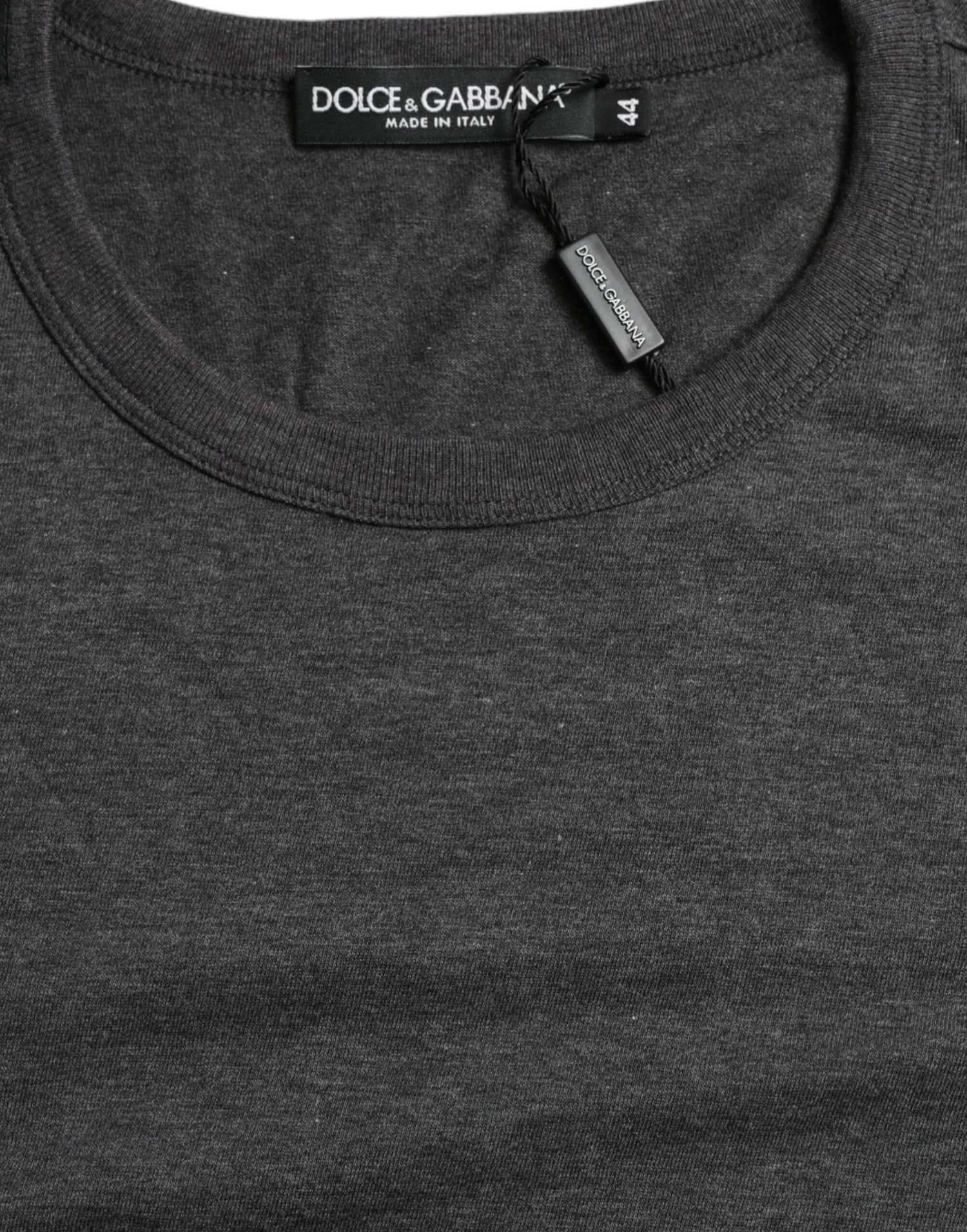 Dolce &amp; Gabbana Dark Gray Cotton Crew Neck T-shirt