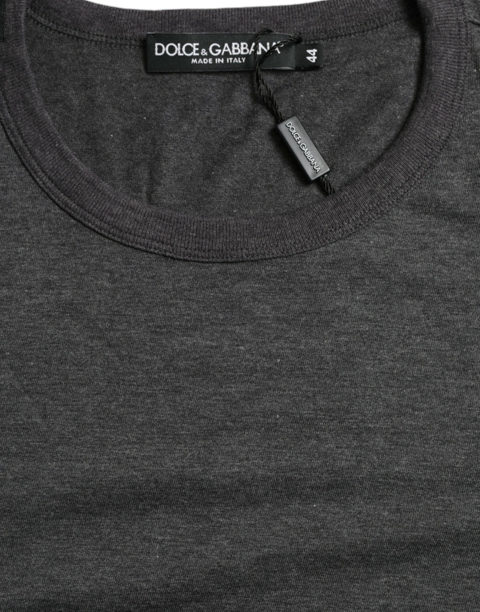 Dolce &amp; Gabbana Dark Gray Cotton Crew Neck T-shirt