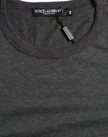 Dolce &amp; Gabbana Dark Gray Cotton Crew Neck T-shirt