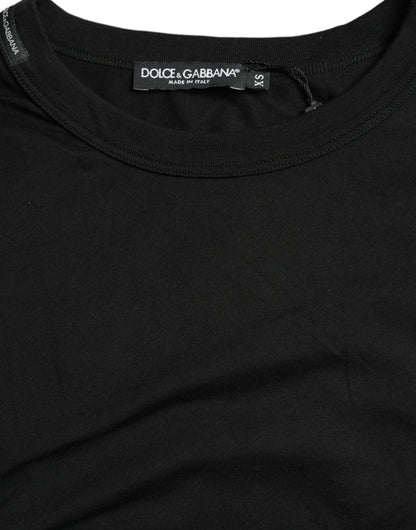 Dolce &amp;amp; Gabbana svart t-shirt med präglad logotyp och rund halsringning, korta ärmar