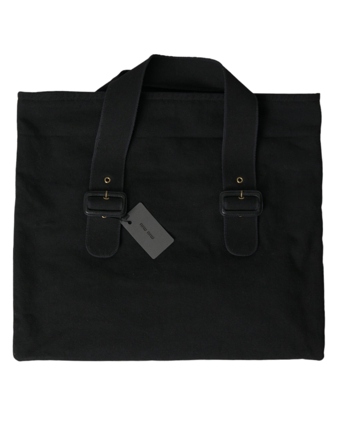 Miu Miu svart canvas denim logotyp axelväska