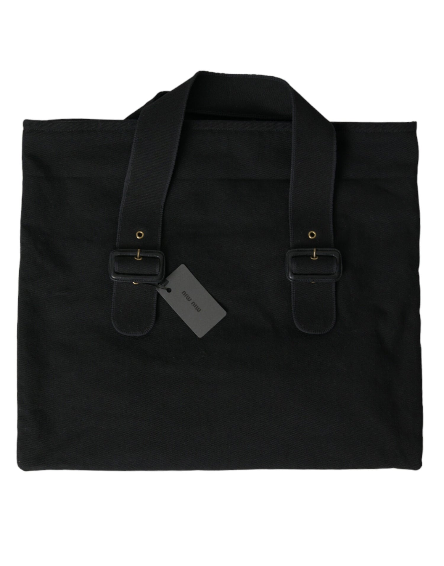 Miu Miu svart canvas denim logotyp axelväska