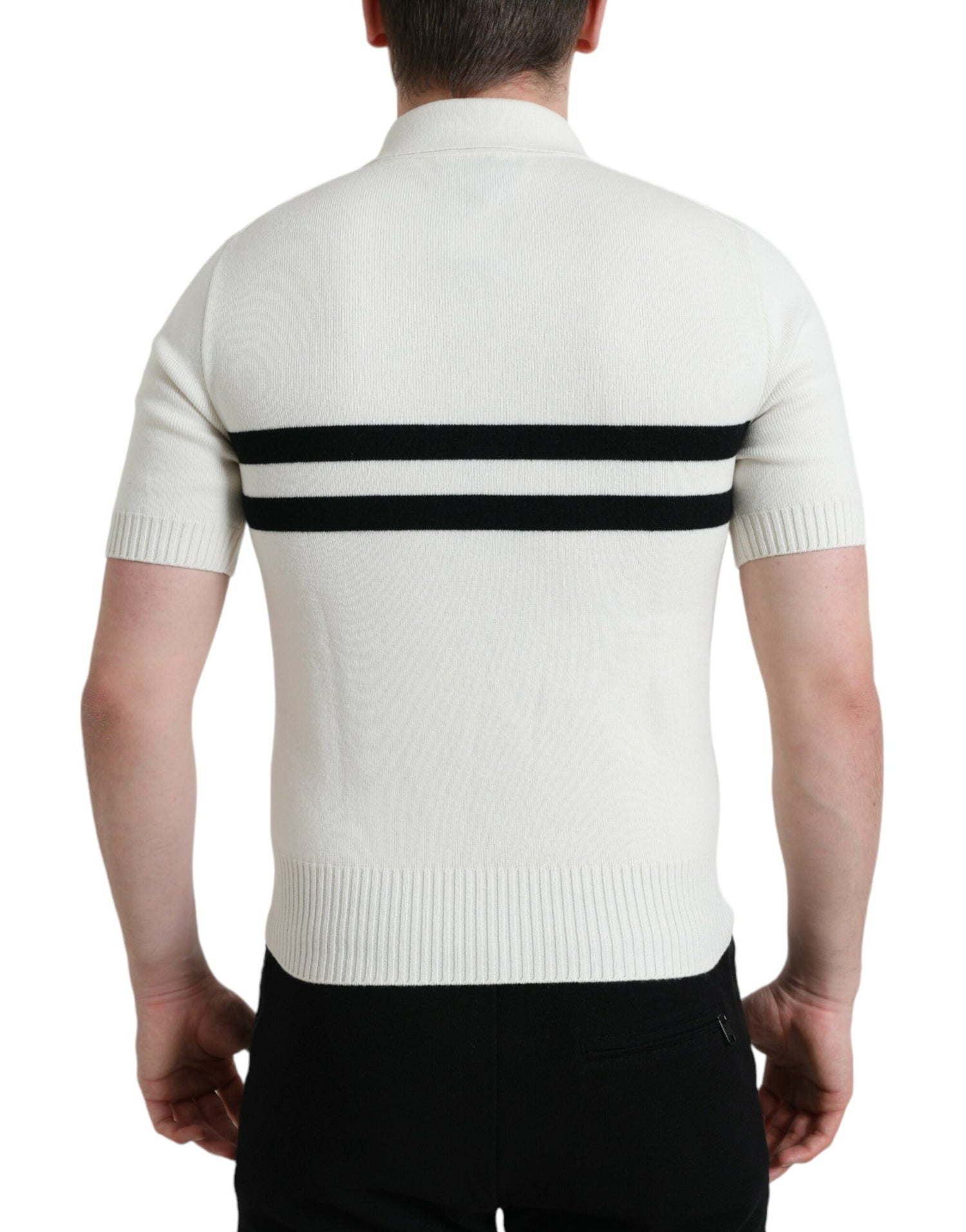 Dolce &amp; Gabbana White DG Logo Collared Henley Shirt T-shirt