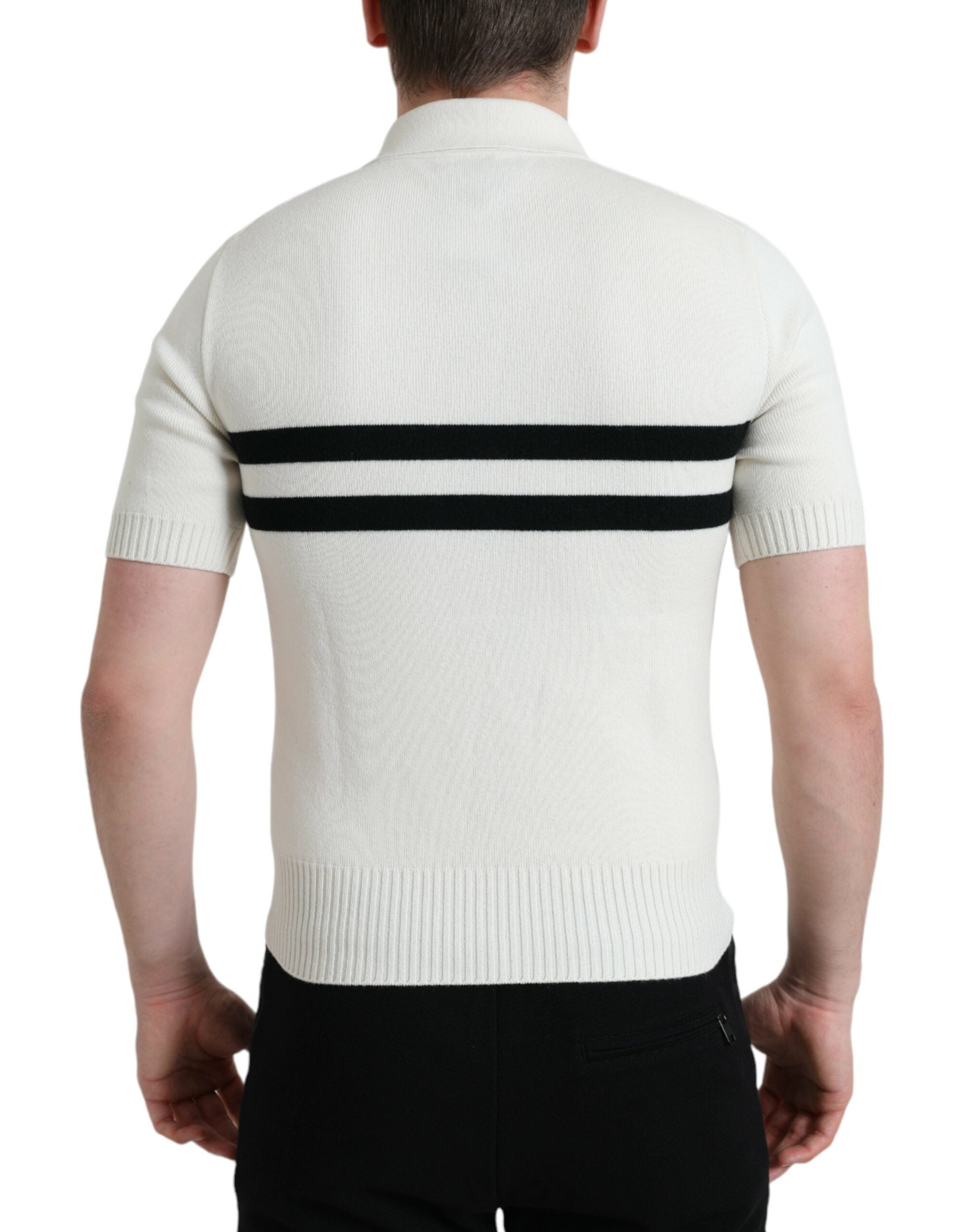 Dolce &amp; Gabbana White DG Logo Collared Henley Shirt T-shirt