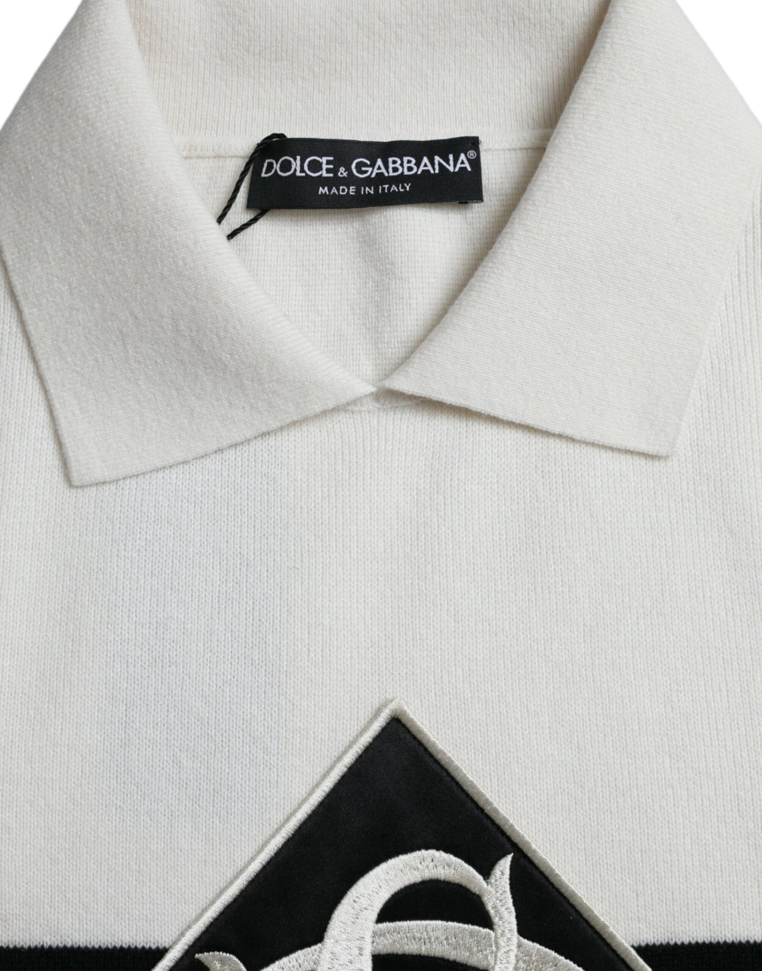 Dolce &amp; Gabbana White DG Logo Collared Henley Shirt T-shirt
