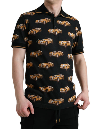 Dolce &amp;amp; Gabbana svart biltryck kortärmad pikétröja