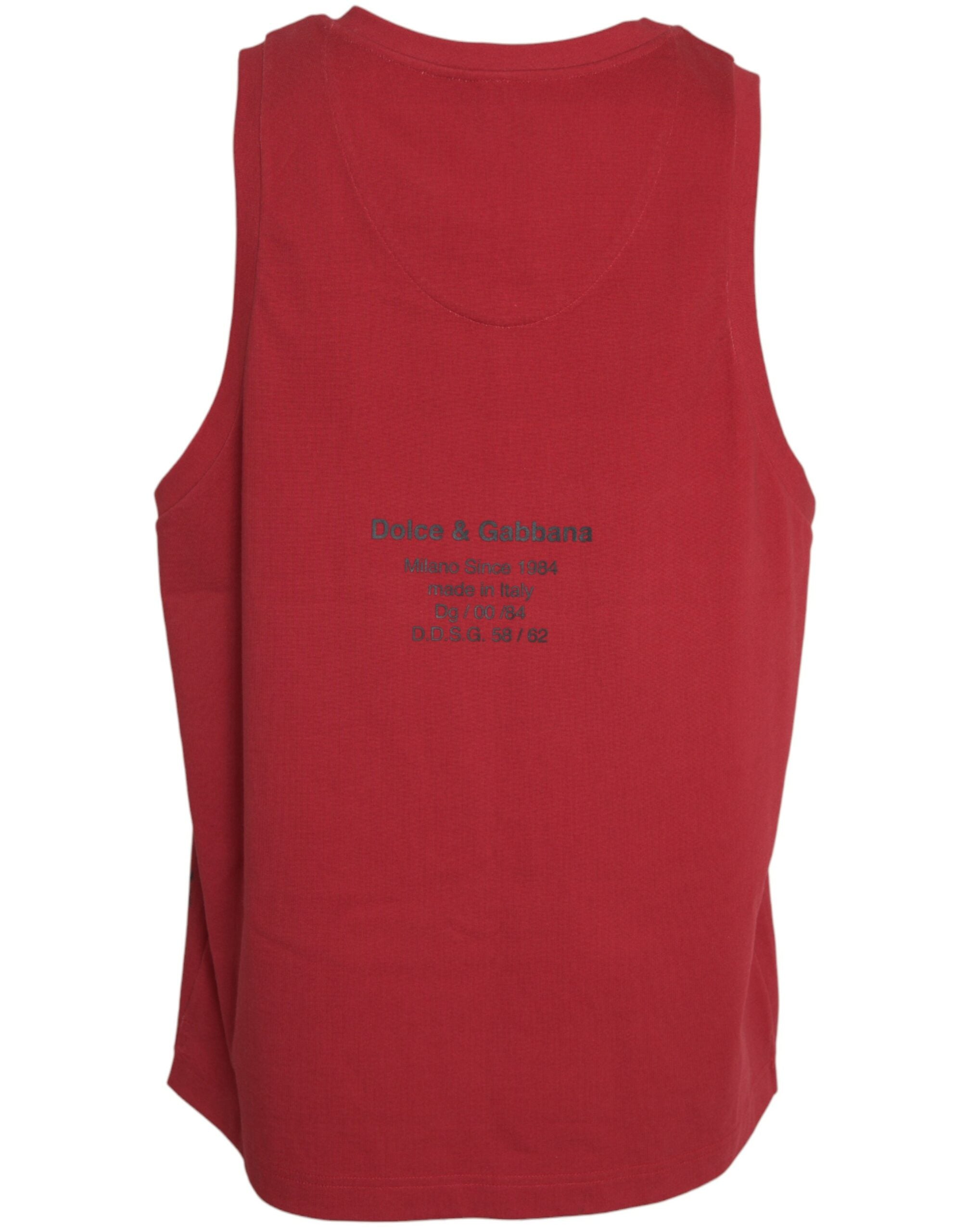 Dolce &amp; Gabbana Red Leopard Print Sleeveless Tank T-shirt