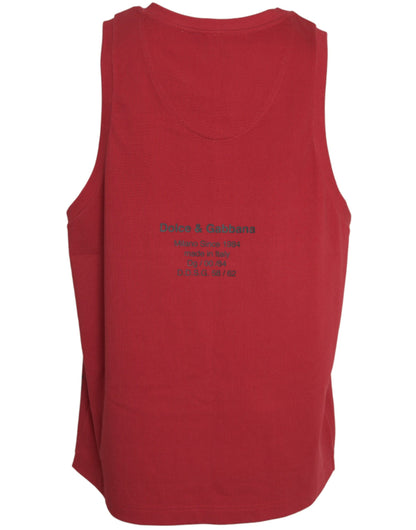 Dolce &amp; Gabbana Red Leopard Print Sleeveless Tank T-shirt
