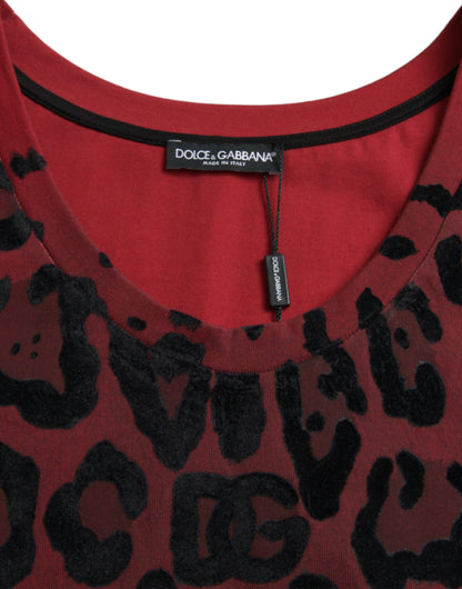 Dolce &amp; Gabbana Red Leopard Print Sleeveless Tank T-shirt