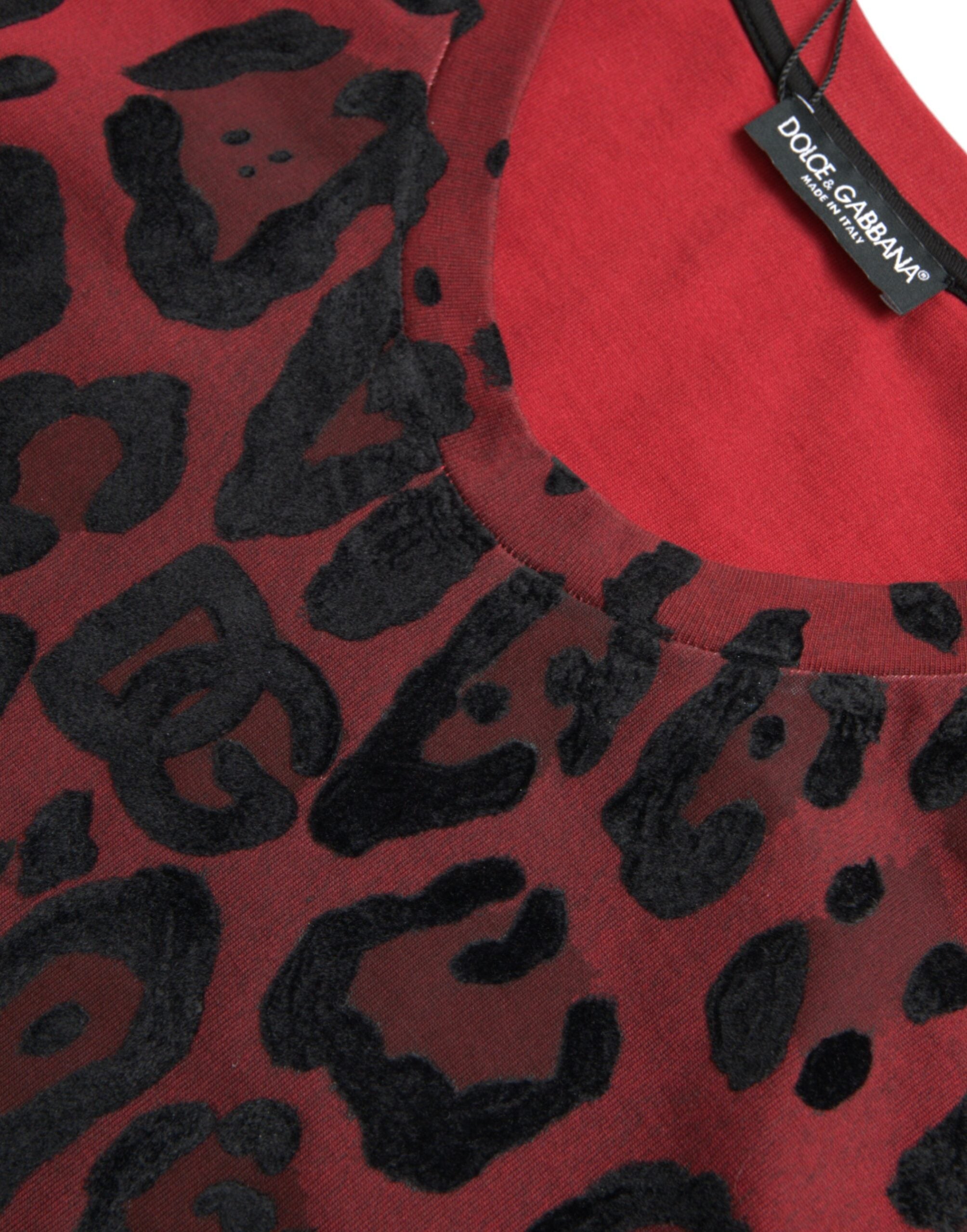 Dolce &amp; Gabbana Red Leopard Print Sleeveless Tank T-shirt