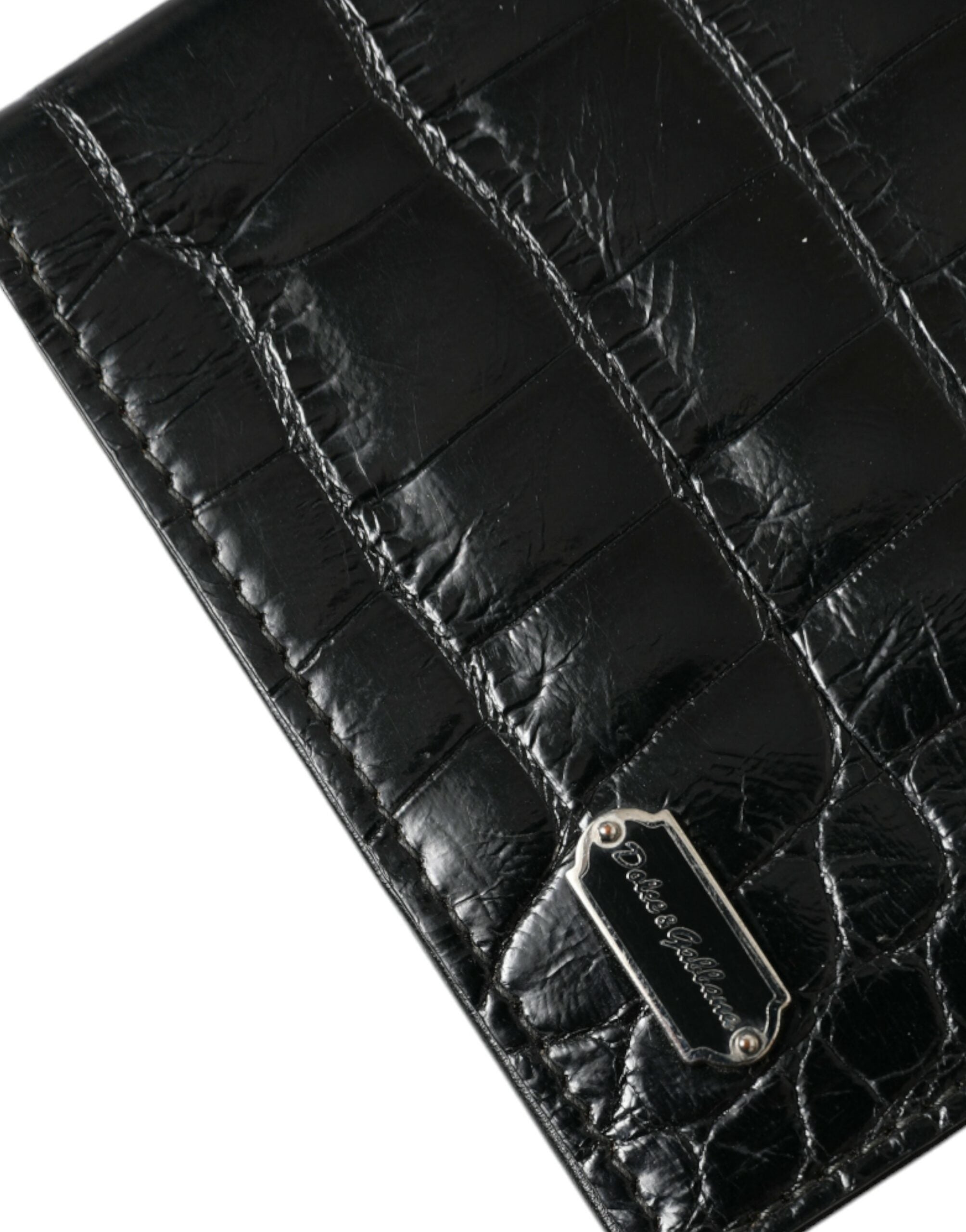 Dolce &amp;amp; Gabbana Svart Exotiskt Läder Långt Vikbart Passfodral
