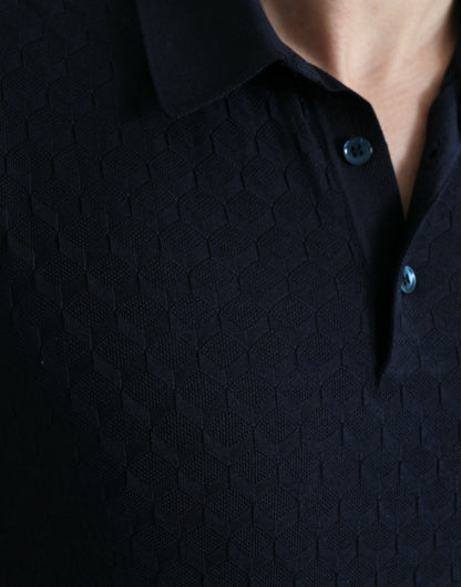 Dolce &amp;amp; Gabbana Mörkblå Krage Kortärmad Pikétröja