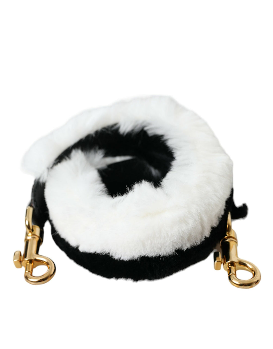 Dolce &amp;amp; Gabbana Svartvit Lapin Pälstillbehör Axelrem
