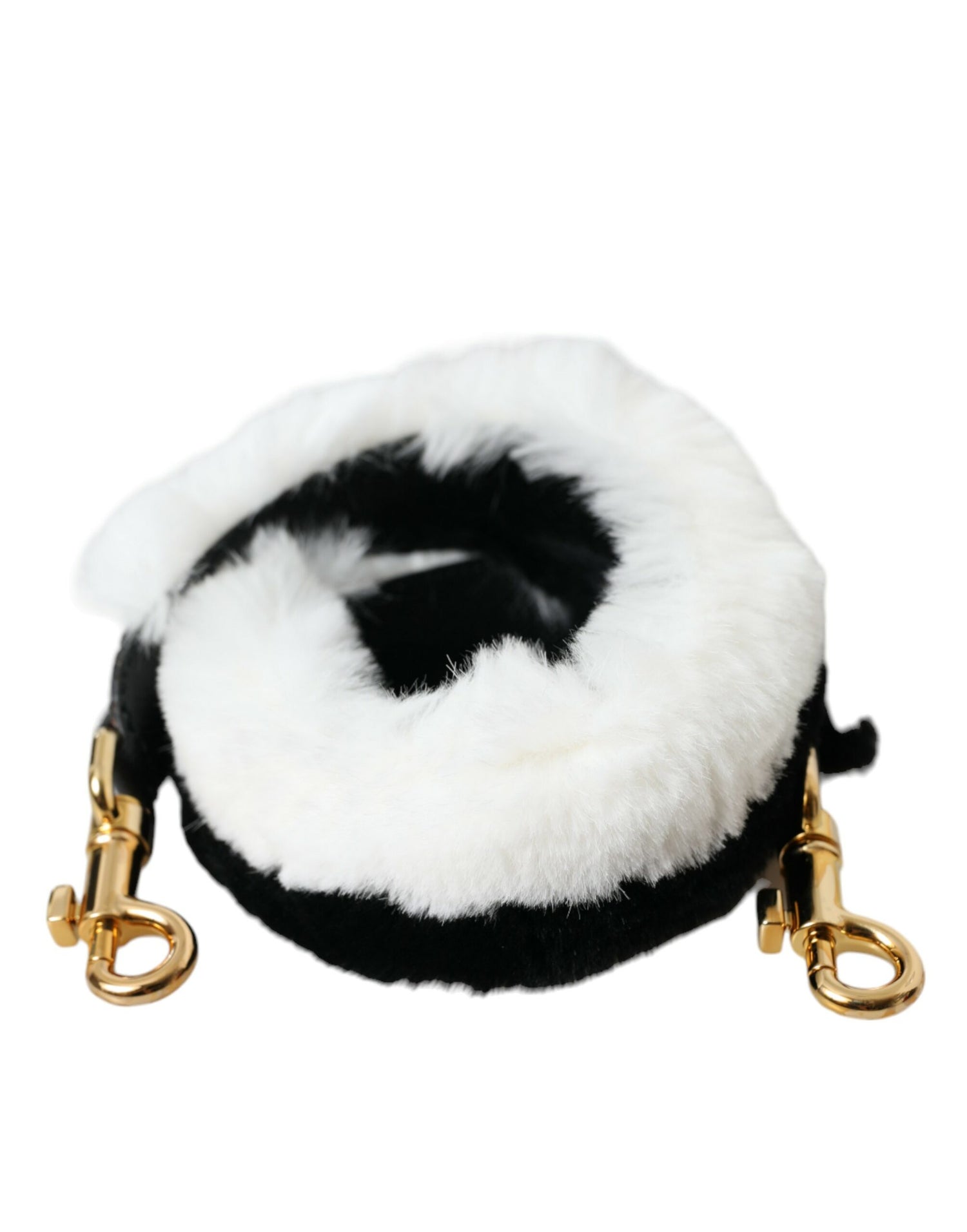Dolce &amp;amp; Gabbana Svartvit Lapin Pälstillbehör Axelrem