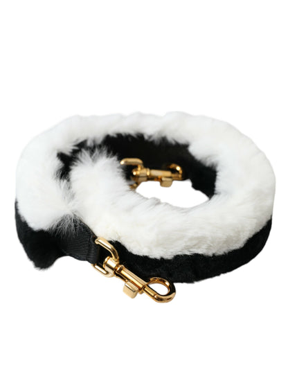 Dolce &amp;amp; Gabbana Svartvit Lapin Pälstillbehör Axelrem
