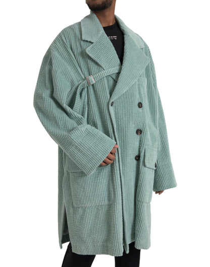 Dolce &amp; Gabbana Blue Double Breasted Corduroy Cotton Jacket