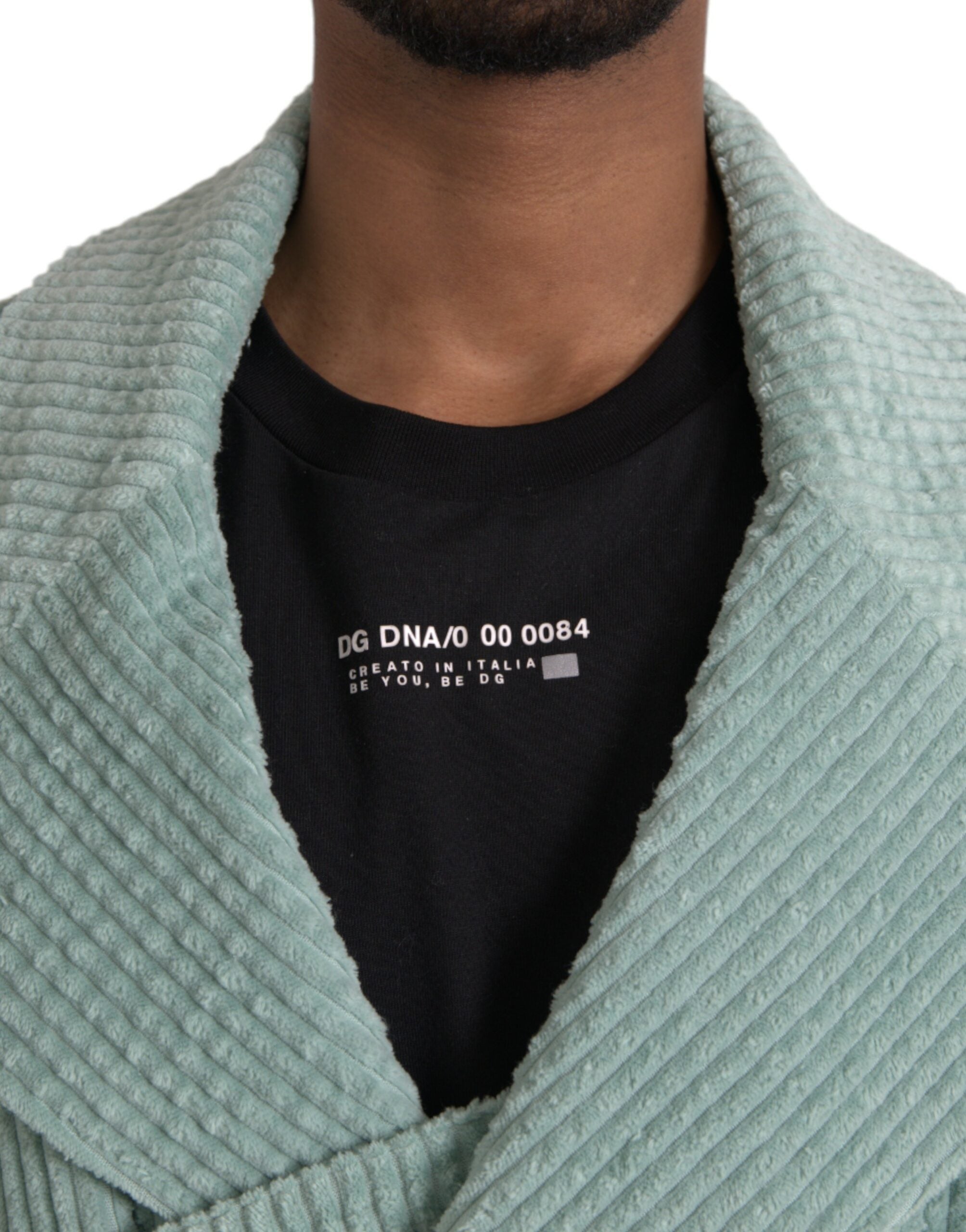 Dolce &amp; Gabbana Blue Double Breasted Corduroy Cotton Jacket