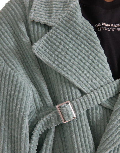 Dolce &amp; Gabbana Blue Double Breasted Corduroy Cotton Jacket