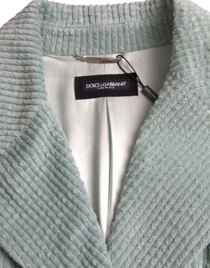 Dolce &amp; Gabbana Blue Double Breasted Corduroy Cotton Jacket