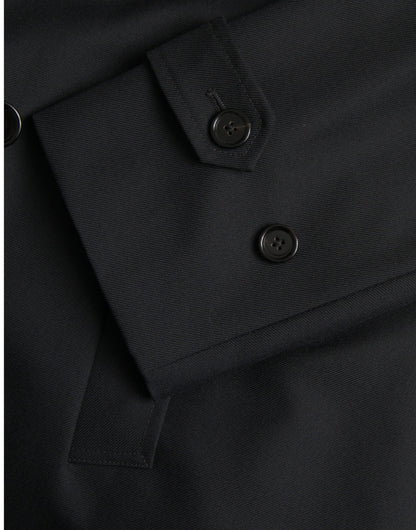 Dolce &amp; Gabbana Black Double Breasted Trench Coat Jacket